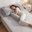 Giselle Wedge Pillow Headboard, Easy Wash Zipper Cover & Anti-Flat Foam, Couch Lumbar Support for Dorm Readers, 340g Faux Rabbit Fur with Dual Pockets, King Single