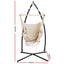 Gardeon Hammock Chair with Steel Stand Hanging Outdoor Tassel Cream