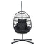 Gardeon Outdoor Egg Swing Chair Hanging Chair Wicker Rope Pod Stand Foldable Grey