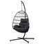 Gardeon Outdoor Egg Swing Chair Hanging Chair Wicker Rope Pod Stand Foldable Grey
