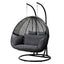 Gardeon Outdoor Egg Swing Chair Wicker Furniture Pod Stand Cushion 2 Seater Grey