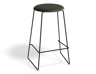 Hugo Bar Stool - Black - Vintage PU Seat - 67cm Kitchen Height - Vintage Grey Seat