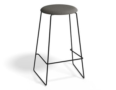 Hugo Bar Stool - Black - Fabric Seat - 67cm Kitchen Height - Light Grey Fabric Seat