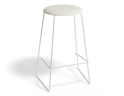 Hugo Bar Stool - White - Vintage PU Seat - 67cm Kitchen Height - Vintage Grey Seat