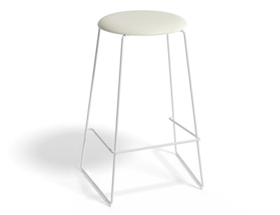 Hugo Bar Stool - White - Vintage PU Seat - 67cm Kitchen Height - Vintage Tan Seat