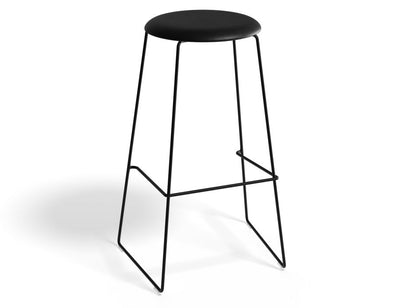 Hugo Bar Stool - Black - Vintage PU Seat - 77cm Bar Height - Vintage Black Seat