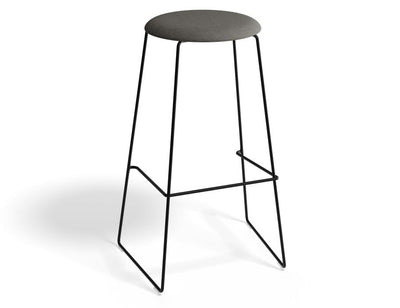 Hugo Bar Stool - Black - Fabric Seat - 77cm Bar Height - Anthracite Fabric Seat