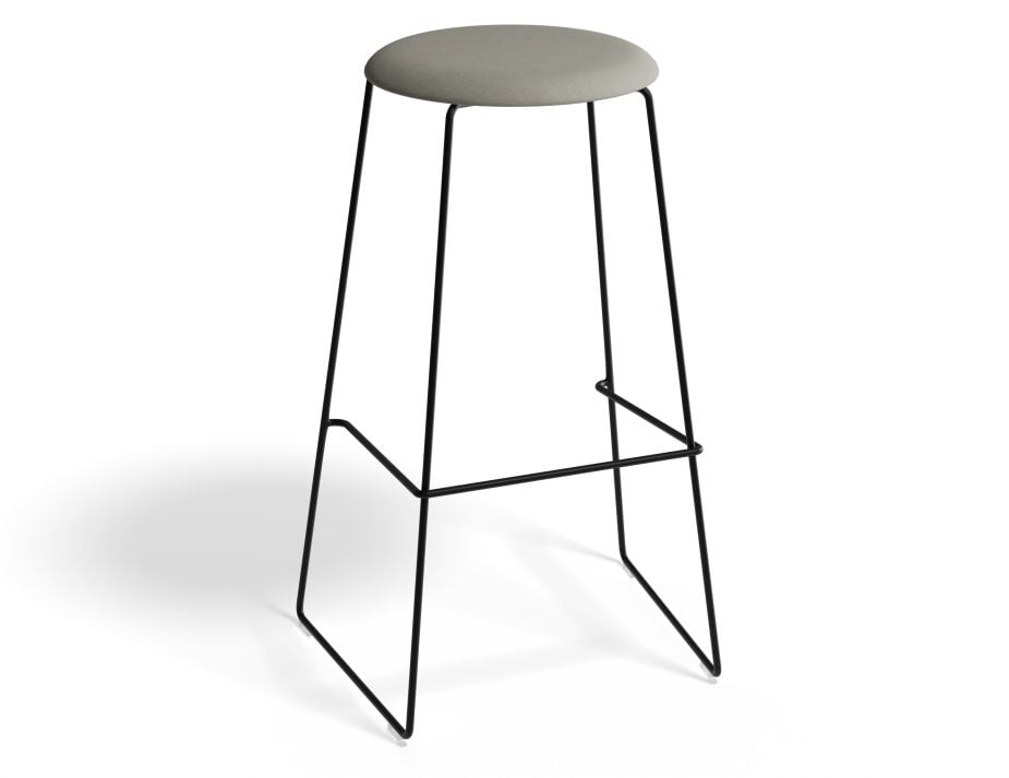 Hugo Bar Stool - Black - Fabric Seat - 67cm Kitchen Height - Anthracite Fabric Seat