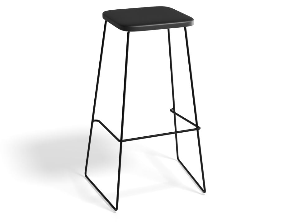 Hugo Bar Stool - Black - Black Seat - 78cm Bar Height Round Seat