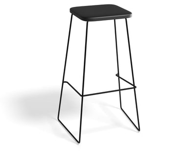 Hugo Bar Stool - Black - Black Seat - 78cm Bar Height Round Seat