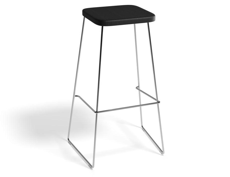 Hugo Bar Stool - Chrome - Black Seat - 78cm Round Black Seat / Commercial Bar Height