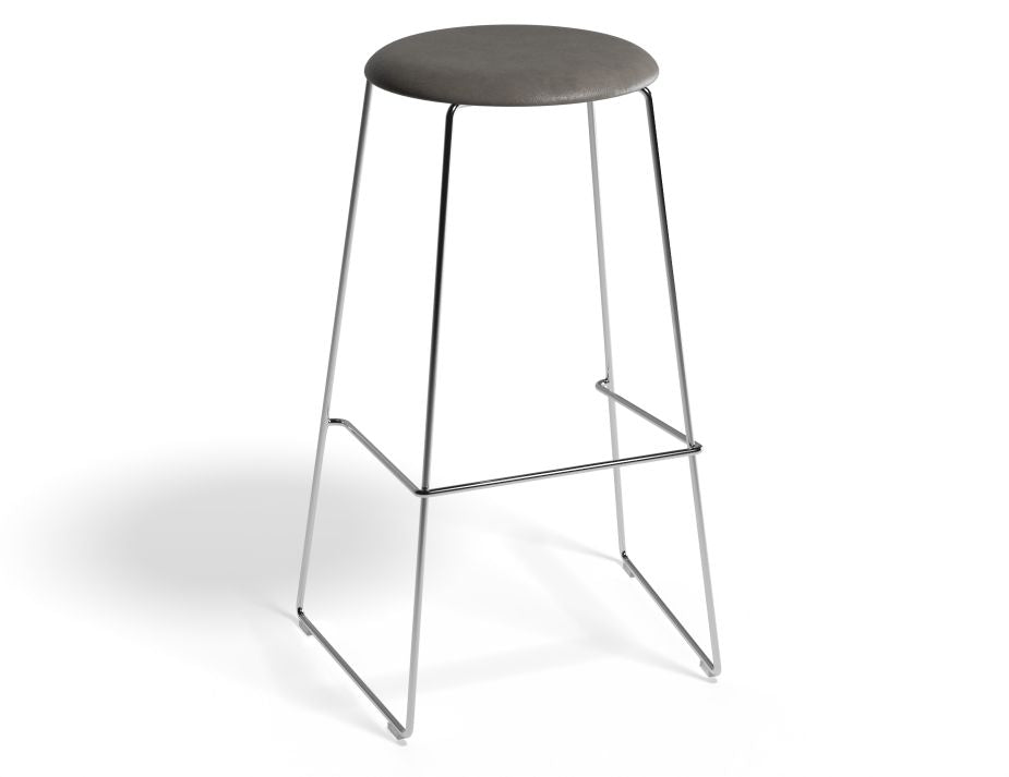 Hugo Bar Stool - Chrome - Vintage PU Seat - 77cm Round / Vintage Tan PU Seat/ Commercial