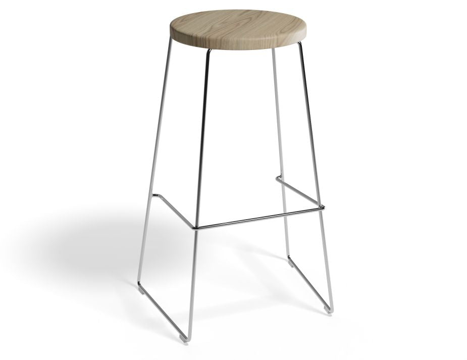 Hugo Bar Stool - Chrome - Natural Seat