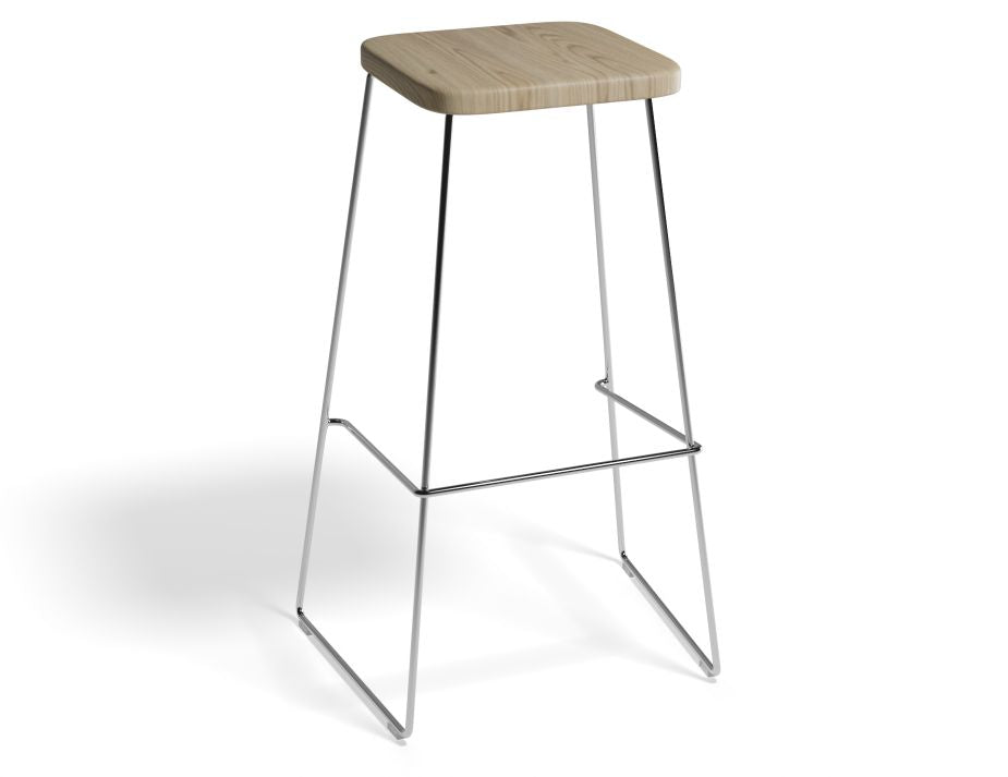 Hugo Bar Stool - Chrome - Natural Seat