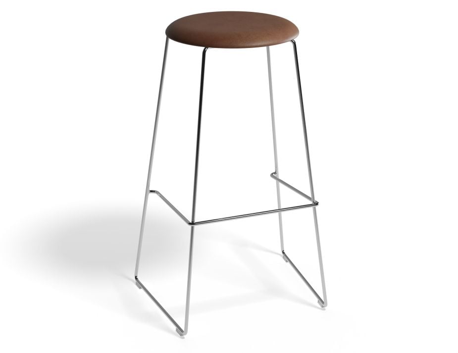 Hugo Bar Stool - Chrome - Vintage PU Seat - 77cm Round / Vintage Green PU Seat / Commercial