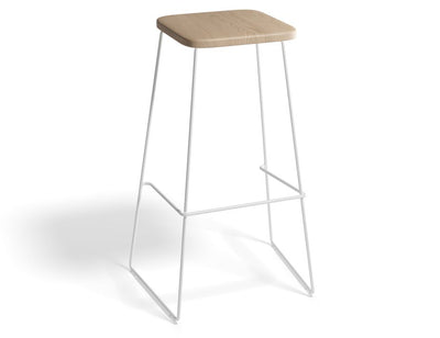 Hugo Bar Stool - White - Natural Seat - 78cm Bar Height Round Seat