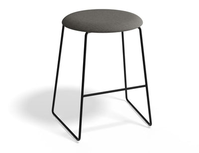 Hugo Low Stool - Black - Fabric Seat - 46cm Round Anthracite Fabric Seat