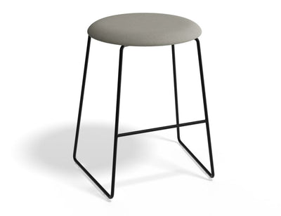 Hugo Low Stool - Black - Fabric Seat - 46cm Round Anthracite Fabric Seat