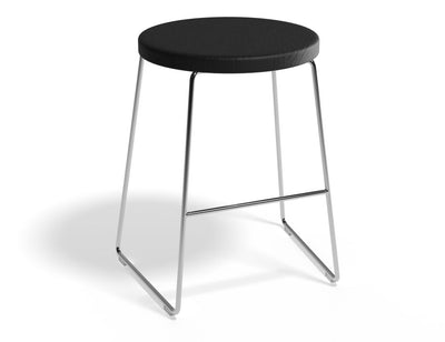 Hugo Low Stool - Chrome - Black Seat - 46cm Square Seat Black / Chrome Frame