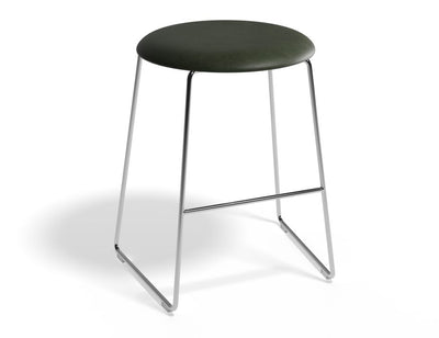 Hugo Low Stool - Chrome - Vintage PU Seat - 46cm Round / Vintage Tan PU Seat