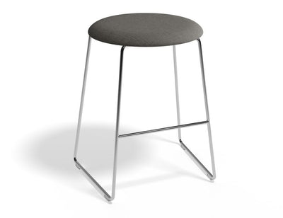 Hugo Low Stool - Chrome - Fabric Seat - 46cm Round / Anthracite Fabric Seat