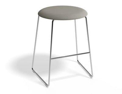 Hugo Low Stool - Chrome - Fabric Seat - 46cm Round / Grey Fabric Seat