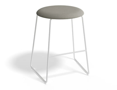 Hugo Low Stool - White - Fabric Seat - Anthracite Fabric Seat