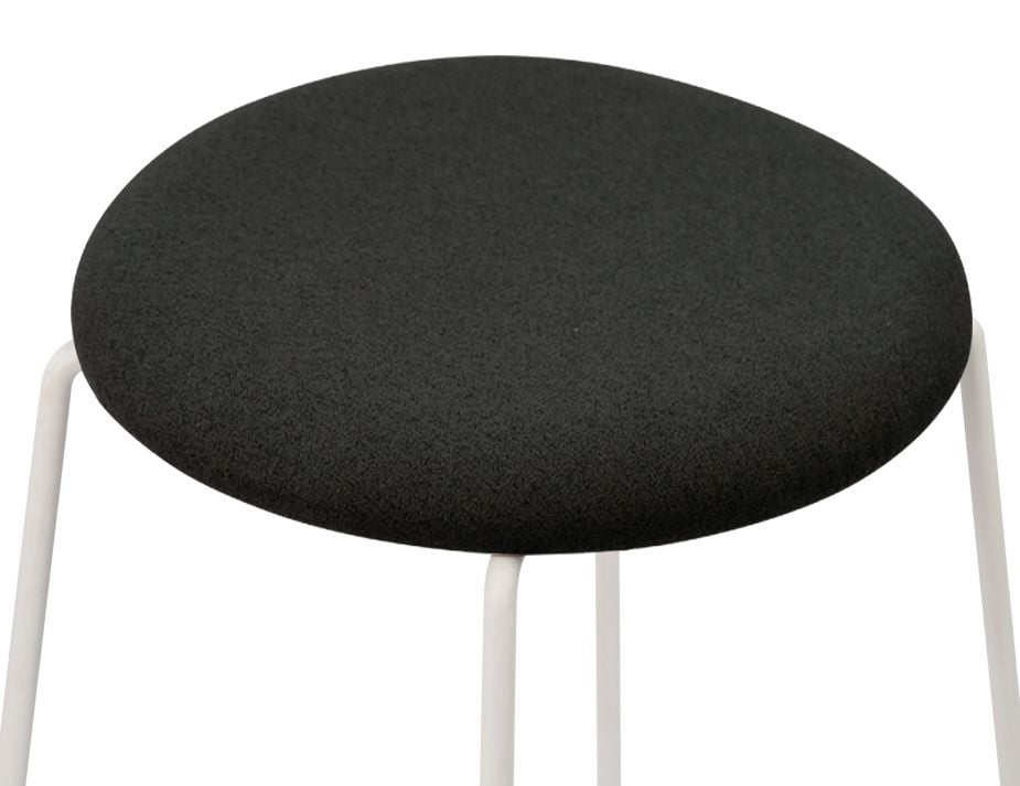 Hugo Low Stool - White - Fabric Seat - Anthracite Fabric Seat