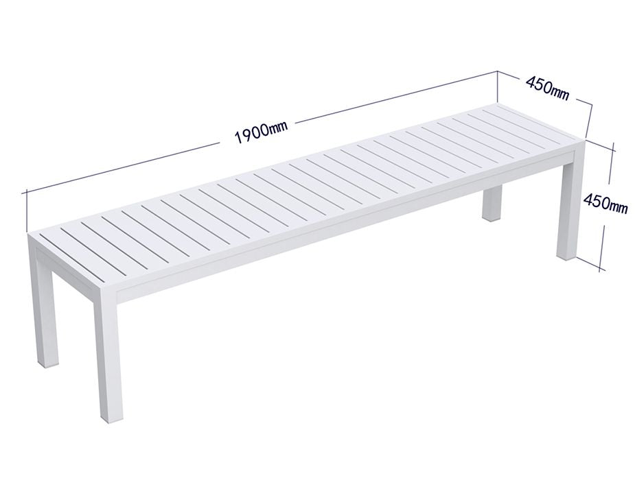 Halki Bench Seat - Outdoor - 190cm - White