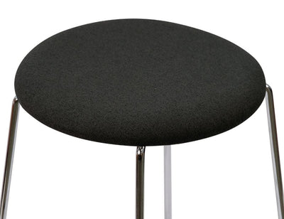 Hugo Low Stool - Chrome - Fabric Seat - 46cm Round / Grey Fabric Seat