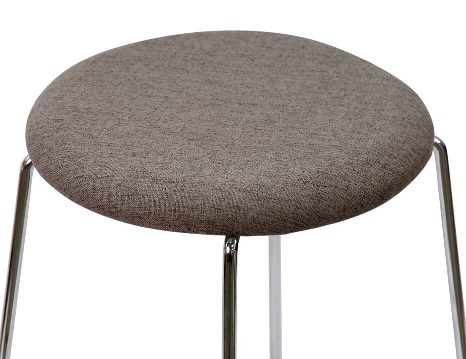 Hugo Low Stool - Chrome - Fabric Seat - 46cm Round / Grey Fabric Seat