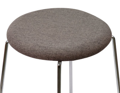 Hugo Low Stool - Chrome - Fabric Seat - 46cm Round / Grey Fabric Seat