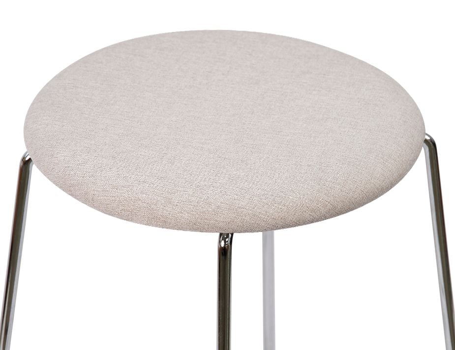 Hugo Low Stool - Chrome - Fabric Seat - 46cm Round / Grey Fabric Seat