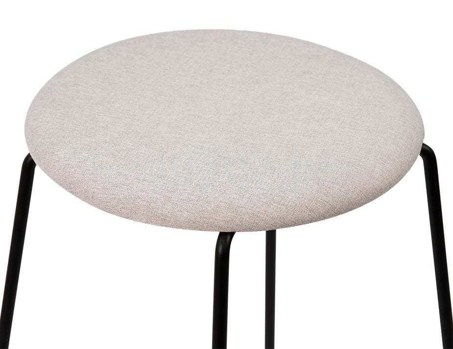 Hugo Low Stool - Black - Fabric Seat - 46cm Round Anthracite Fabric Seat