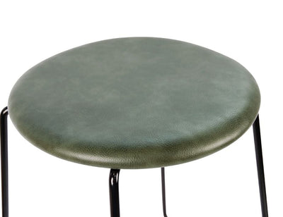 Hugo Low Stool - Black - Vintage PU Seat - 46cm Round Vintage Black Seat