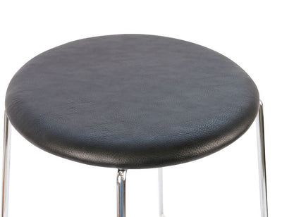 Hugo Low Stool - Chrome - Vintage PU Seat - 46cm Round / Vintage Tan PU Seat