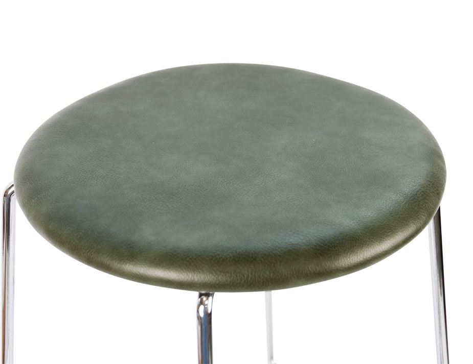 Hugo Bar Stool - Chrome - Vintage PU Seat - 77cm Round / Vintage Grey PU Seat / Commercial