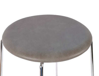 Hugo Low Stool - Chrome - Vintage PU Seat - 46cm Round / Vintage Green PU Seat