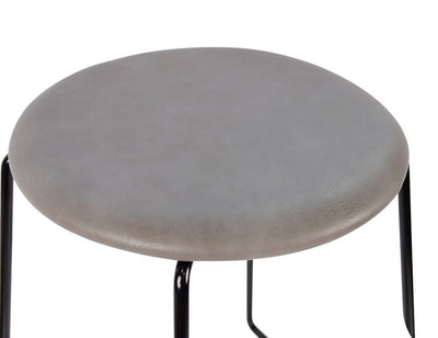 Hugo Low Stool - Black - Vintage PU Seat - 46cm Round Vintage Green Seat