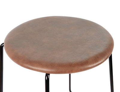 Hugo Low Stool - Black - Vintage PU Seat - 46cm Round Vintage Green Seat