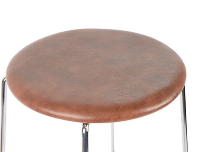 Hugo Bar Stool - Chrome - Vintage PU Seat - 77cm Round / Vintage Tan PU Seat/ Commercial