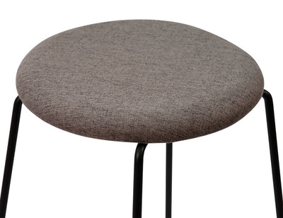 Hugo Low Stool - Black - Fabric Seat - 46cm Round Anthracite Fabric Seat