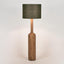Flask Wood Floor Lamp Saddle Base with Black Shade