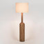 Flask Wood Floor Lamp Base Saddle with Natural Shade