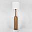 Flask Wood Floor Lamp Saddle Base with White Shade