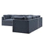 Marbella Modular Sofa Navy W/White Piping - Left Facing