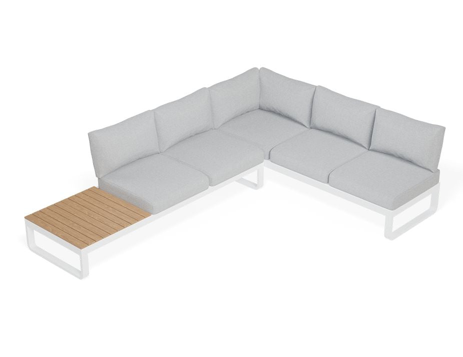 Fino Config F - Outdoor Modular Sofa in Matt White aluminium with Light Grey Cushions