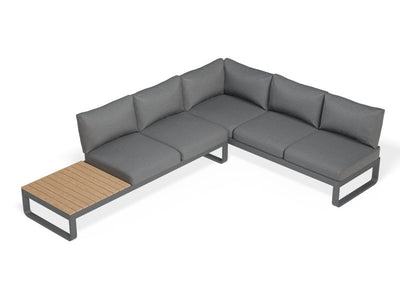 Fino Config F - Outdoor Modular Sofa with Matt Charcoal aluminium in Dark Grey Cushions