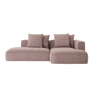 2 Seater Left Chaise Fabric Sofa - Latte