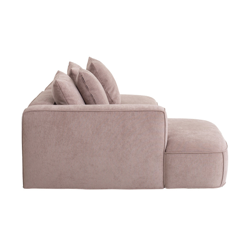 2 Seater Right Chaise Fabric Sofa - Latte